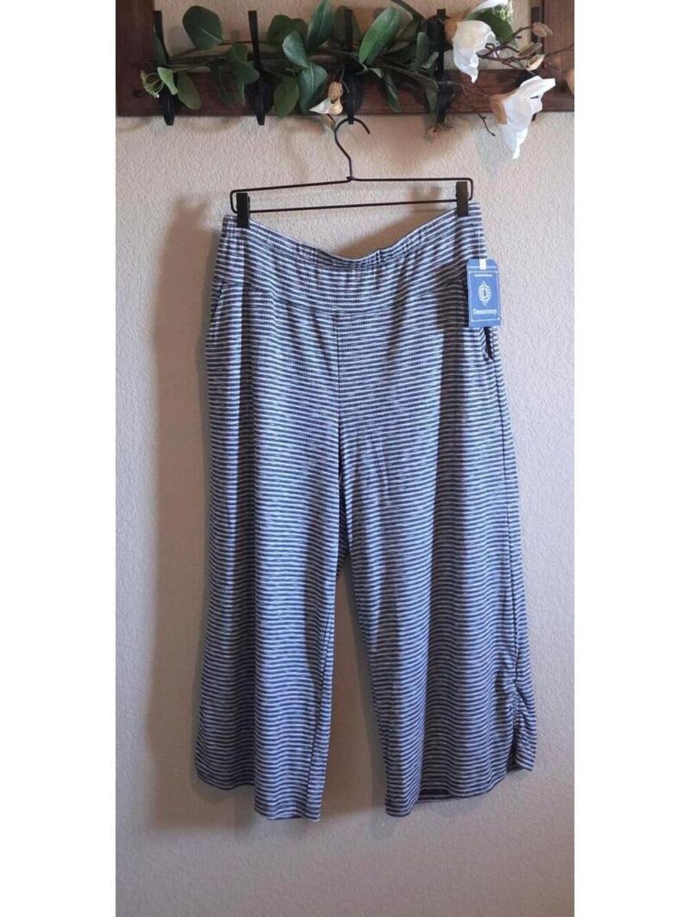Democracy Black and White Striped Wide Leg Pants Size XL